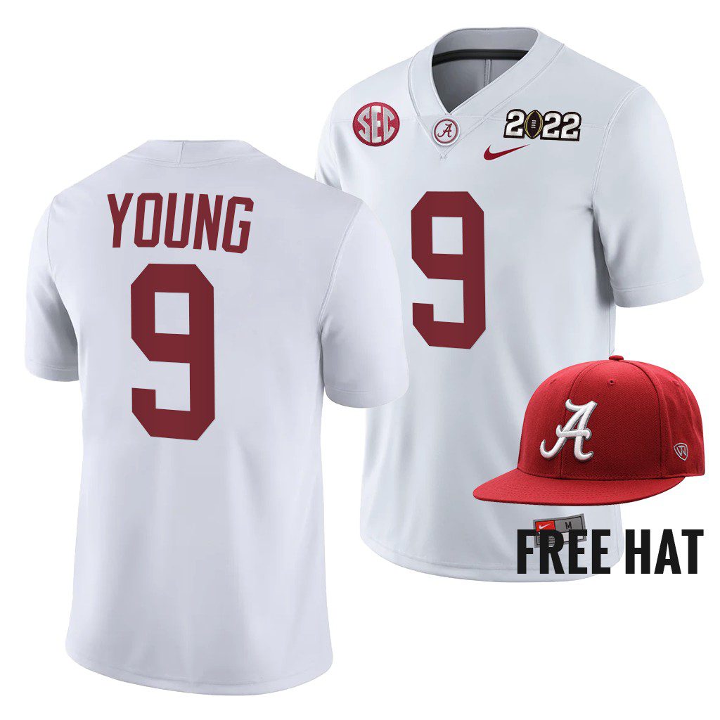 Men's Alabama Crimson Tide Bryce Young #9 Champions 2021 Cotton Bowl CFP White NCAA College Football Jersey